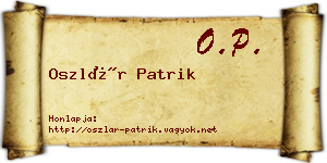 Oszlár Patrik névjegykártya
